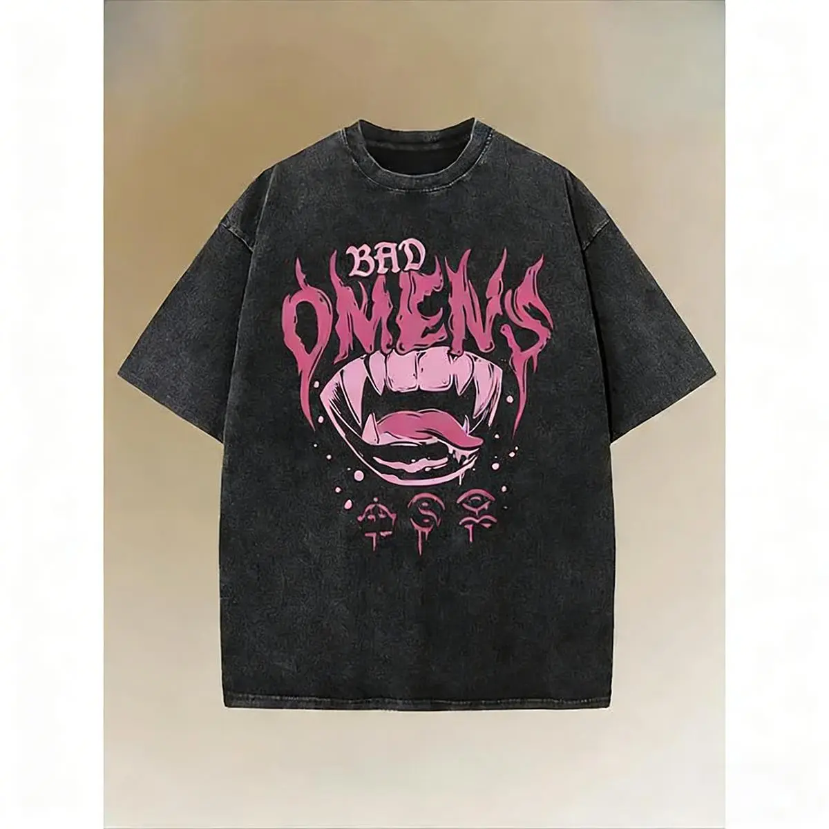 Men's Bad Omen Graphic Print Tee, Soft Heavyweight 100% Cotton Vintage Streetwear Top with a Relaxed Fit