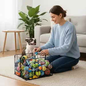Foldable Storage Baskets for Pet Toys - Portable Collapsible Organizer in Black & White | Machine Washable Laundry Style Bin for Dogs & Cats | Space Saving Tote for Home Travel Grooming