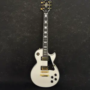 White LP Electric Guitar HH Pickups Gold Hardwares Solid Wood Body for Professional Musicians and Recording Studios