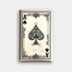 Ace of Spades Art 100s or King Size Case Storage Box Card Holder Metal Wallet