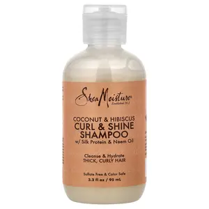 SheaMoisture Curl & Shine Shampoo, Thick, Curly Hair, Coconut & Hibiscus, 3.2 fl oz (95 ml)