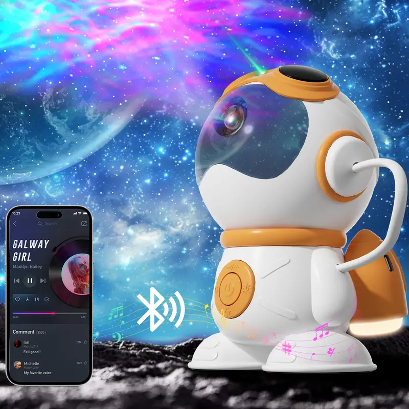 Astronauts Galaxy Projector LED Light Lamp with Bluetooth Speaker,Night Light Projector for Kids Adults Bedroom,Gaming Room,Party,Home Theater,Ceiling