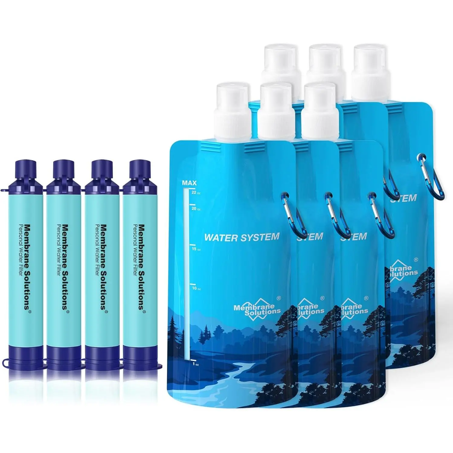 Portable Survival Water Purifier Kit (4-Piece & 6-Piece) – Off-Grid Water Treatment Tool for Camping, Hiking Emergency Gear, Filter Water Filters, Off-Grid Water Filters