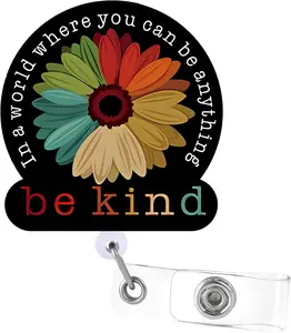Badge Reels Holder Retractable, ID Card with Alligator Clip for Nurse Name CNA, Funny Badge Reel, Student ID Badge Clip Cute Cartoon Nursing Doctor Teacher Medical Work Decorative Gift (Be Kind)