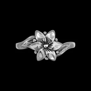 Sterling Silver Diamond Cut Sakura Flower Ring