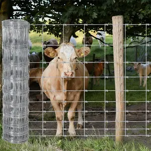 GAOMON Livestock Fence, 5Ft x 328Ft Galvanized Wire Fencing, Cattle Farm Fence, Deer Fences, Heavy Zinc Goat Fences for Goat Deer Yard Livestock Protection