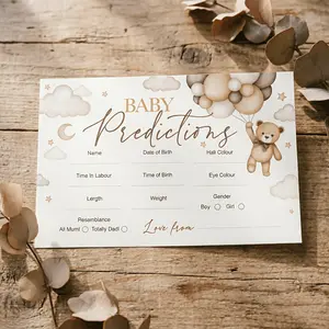 Baby Prediction Game Cards Set, Neutral Teddy Bear Party Games, Fun Baby Shower Activities, Perfect for Gender Reveal Parties