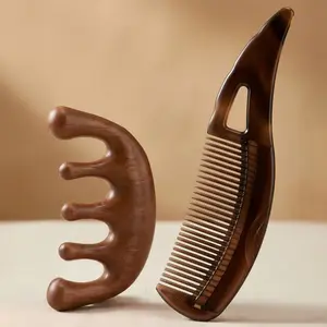 Scalp Cleaning Comb 2-Pack Set, Fine-Tooth Cleaning Comb & Massage Hair Comb, Helps Lift Oil Buildup and Loose Flakes, Women Men Kids, Ergonomic Hair Care Tool