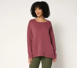 LOGO by Lori Goldstein Crew Neck Rib Knit Long Sleeve Top