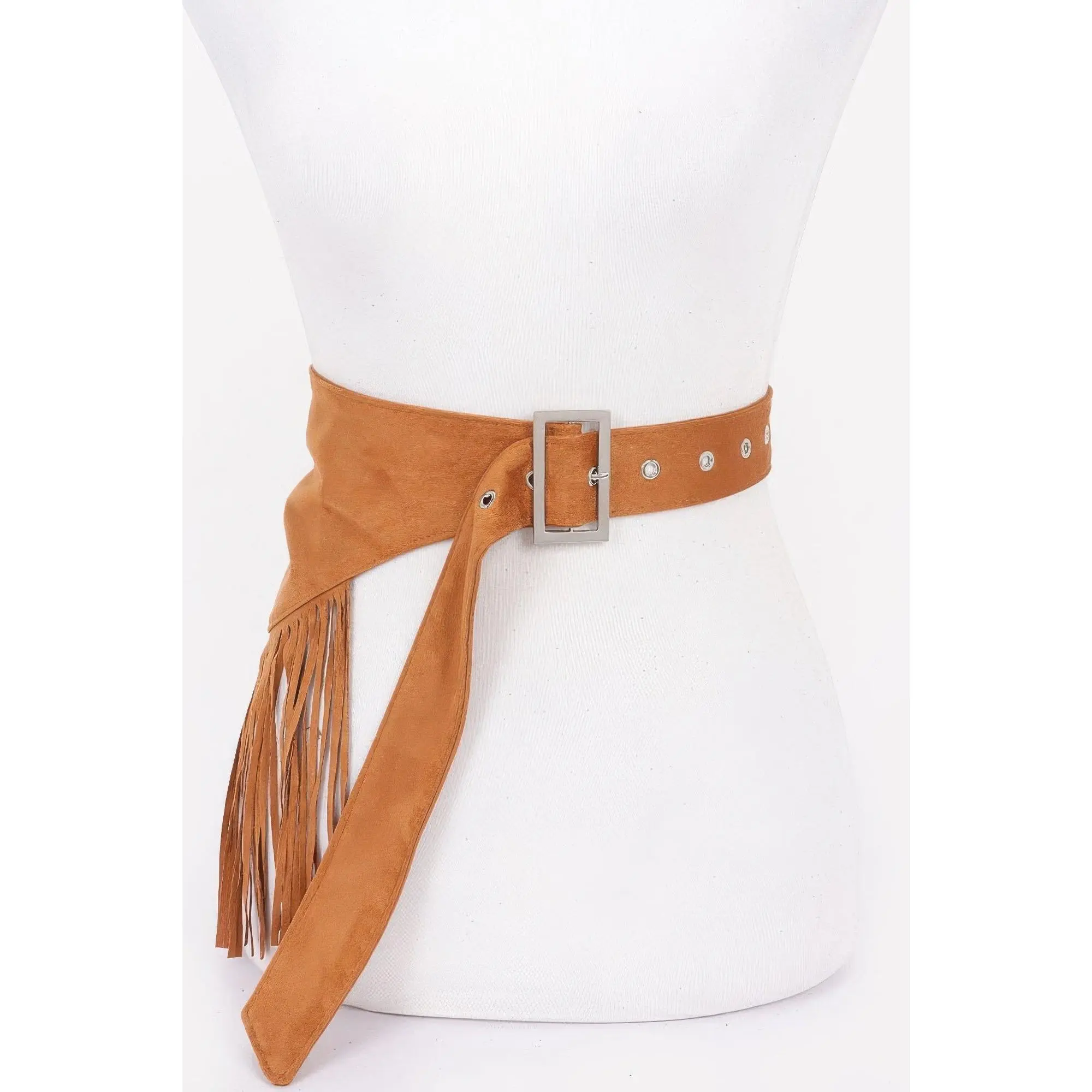 Faux Suede Fringe Belt