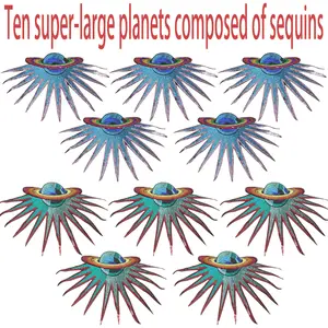 A set of 10 fashionable and versatile large sequined planet patches to decorate all your clothes, bags and ironing styles