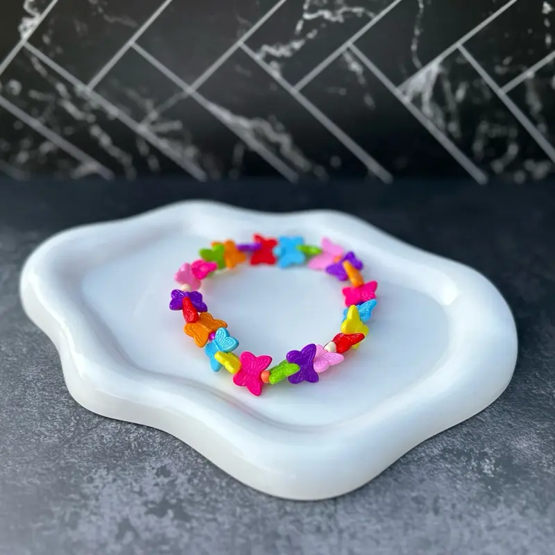 Colorful Butterfly Bead Bracelet – Handmade Elastic Stretch Bracelet