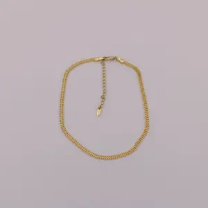 Sleek Herringbone Anklet - 14K Gold-Plated