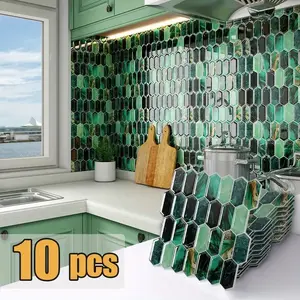 20 or 10-Pack Optional 3D Peel and Stick Backsplash Wall Panels - Waterproof Removable Self-Adhesive Tile Stickers, Glossy Art Deco Wallpaper for Kitchen & Bathroom, Easy DIY Home Decor Upgrade - Tenant Friendly (12x12 Inch) Retro
