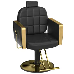 330 lbs Load Capacity Barber Chair with Reclining Grid Pattern Backrest Adjustable Headrest and 360°swivel for Barbershop and Beauty Salon Shop