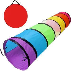 Children's Play Tunnel, Colorful Pop-Up Crawling Tunnel Toy for Kids or Pets, with Breathable Mesh, Foldable, Pop-Up Crawling Tunnel Play Tent for Toddlers, Babies, and Pets, Indoor & Outdoor Toy, Backyard Playset for Boys and Girls (Random Color)