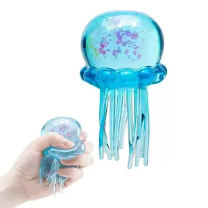 Cute Jellyfish Squishy Toy — Glitter Jellyfish Stress Relief Squeeze Toy | Soft Kawaii Sensory Fidget Toy for Desk Decor, Party Favors