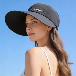 Women's 2-Pack Sun Protection Hats - Open-Top Ponytail-Tie Sun Hat, Quick-Dry Baseball Cap, Fits 54-60 cm (21.3"-23.6") Head Sizes, Ideal for Outdoor Running, Hiking