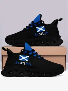 Men's Scotland Love Print Comfortable Trainers, Unisex Casual Scottish Style Sports Running Shoes, Lightweight Easy Fit Everyday Comfort & Match Day, Perfect Gift for Festive Wear