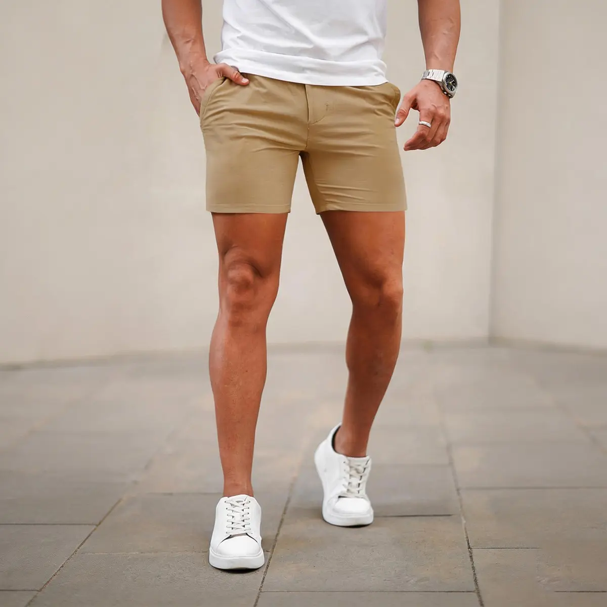 GINGTTO Men's 5 Inch Shorts Casual Stretch Slim Fit Chino Shorts Comfort Tapered Leg Skinny Short Pants Fathersdaygift