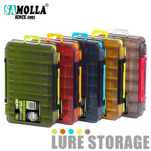Fishing tackle box with 14 compartments and double-sided design, storage box for bait, hooks and accessories, a popular outdoor fishing storage tool