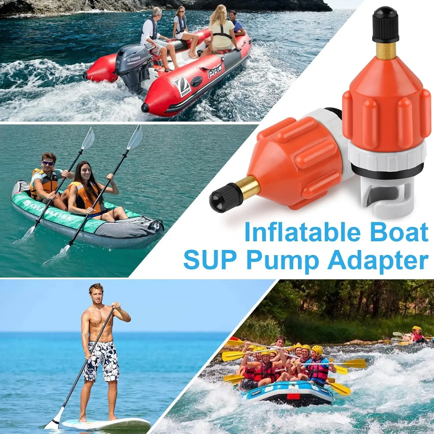 Sup Board Air Valve Adapter, Car Pump Inflator Connector, Quick Inflate, Rapid Inflation Compatible Air Adapter for Inflatable Stand Up Paddle, Kayak and Water Activities, 1 Piece/2 Pieces Set