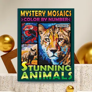 Adult Coloring Book Animal Mystery Mosaic, Digital Color by Number Art Therapy Relaxing Activity for Adults, No Pen Included