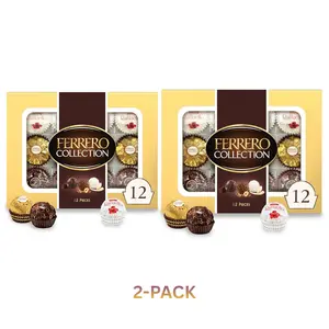 Ferrero Collection Premium Gourmet Assorted Hazelnut Milk Chocolate, Dark Chocolate and Coconut, Great Holiday Gift Box, 4.6 oz, 12 Count (Pack of 2)