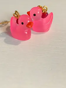 Pink Duck Earrings