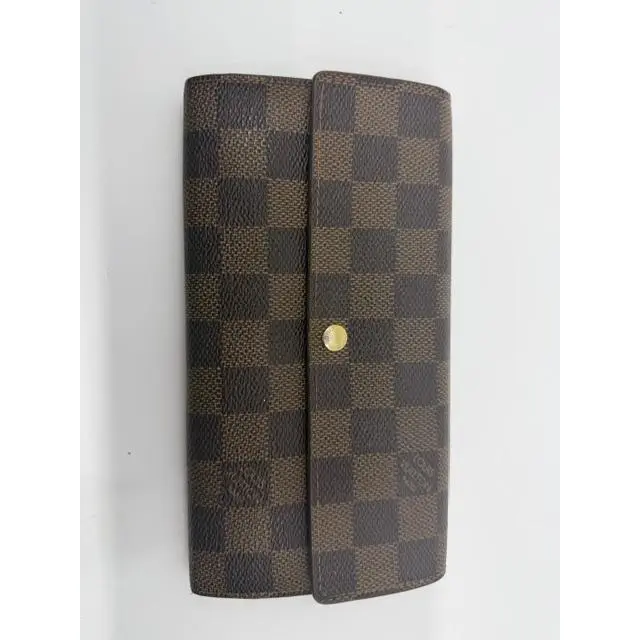 Pre-owned Louis Vuitton coated canvas wallet Damier Ebene Sarah Wallet
