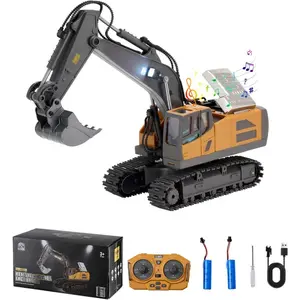 VEVOR Remote Control Excavator Toy 15 Channel 3 in 1 Remote Control Digger with Metal Shovel 1: 14 Scale RC Excavator with Light Sound Full Functional Construction Vehicles for Kids 2 BatteriesVEVOR Super Brand Day