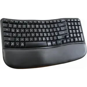 RT08 Wave    Keyboard with Cushioned Palm Rest, 2.4GHz Ergo Cordless USB  Keyboard, Comfortable  Typing, for Laptop, , Windows Black