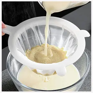 Kitchen Ultra-Fine Nylon Mesh Strainer Food Yogurt Mesh Sieve Plastic Mesh Colander with ​Handle Mini Brine Shrimp Separation Net