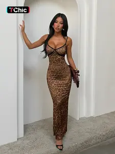 Women's Leopard Print Halter Dress, Slim Fit Fish Tail Design, Perfect for Holiday, Stylish Women's Clothing