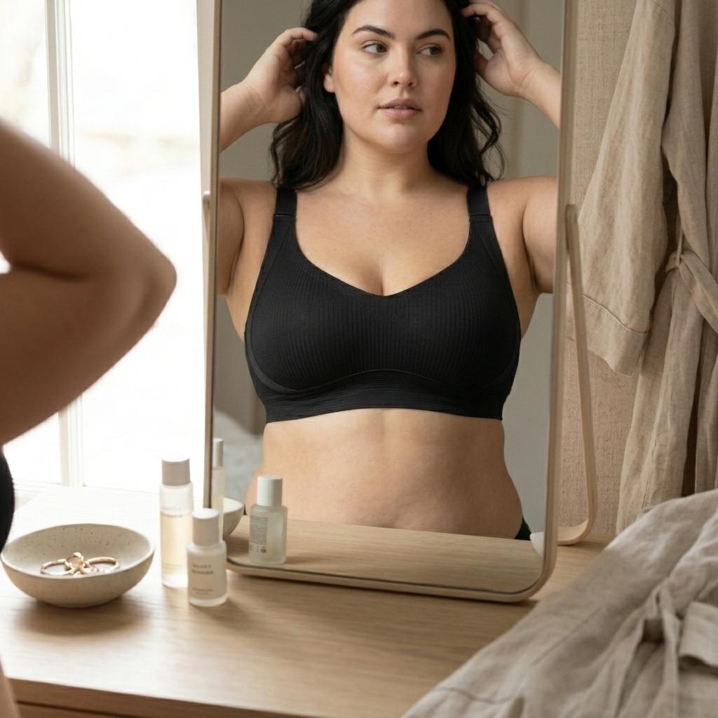 4PCS Solid Seamless Ribbed Push Up Bras, Wirefree Jelly Full Coverage Comfort Everyday Bralette, Plus Size Ultimate Lift Cool Sleep Bra No Padded Underwire