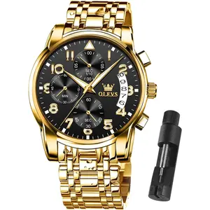 OLEVS Mens Watches Waterproof Stainless Steel Adjustable Bracelet Watch Quartz Analog Watch for Men Fashion Business Classic Mens's Wrist watch's Casual Watches Gold/Blue/Black/White/Face/Dial