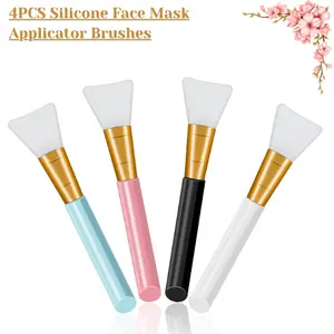 4PCS Silicone Face Mask Applicator Brushes – Soft Flexible Facial Mask Brush Set for Mud Clay Moisturizer & Skincare Tools for Women