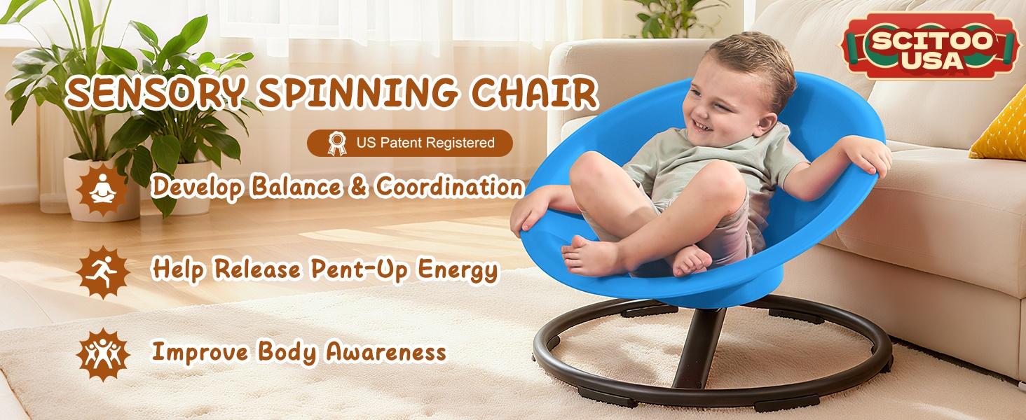 Widest Sensory Swivel Chair,Silicone Stress Relief Toy,220Lb Maximum Weight,Sensory Furniture,Sit & Spinning Toys For Age 3+, Ergonomic Swivel Chair Enhancing Motor Skills,Kids Furniture,Autistic/ADHD Sensory Set,Educational Indoor & Outdoor Toy Set