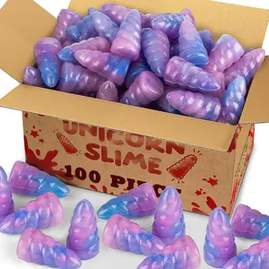 100 Pack Unicorn Theme Slime Party Favors Supplies, Unicorn Slime Bulk, Birthday Goodie Bag Stuffers, Stockings & Basket Filler, Treat Bags for Girls Boys, Non-Sticky Kit for Kids, Classroom Reward
