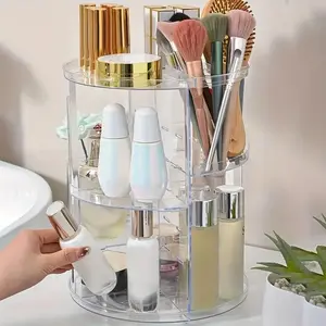360° Rotating Acrylic Cosmetic Organizer, Transparent Makeup Storage Box, Multilayer Storage Desktop Organizer for Home and Office, Perfect for Cosmetics, Cosmetic Tools Organizer, Display Storage