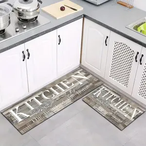 2-piece set of diatomaceous earth non-slip kitchen mats with kitchen element pattern for kitchen, bathroom, bedroom, hallway decoration, kitchen mats for flooring, bathroom mats, polyester mats for bedroom decoration, Kitchen Rugs Sets