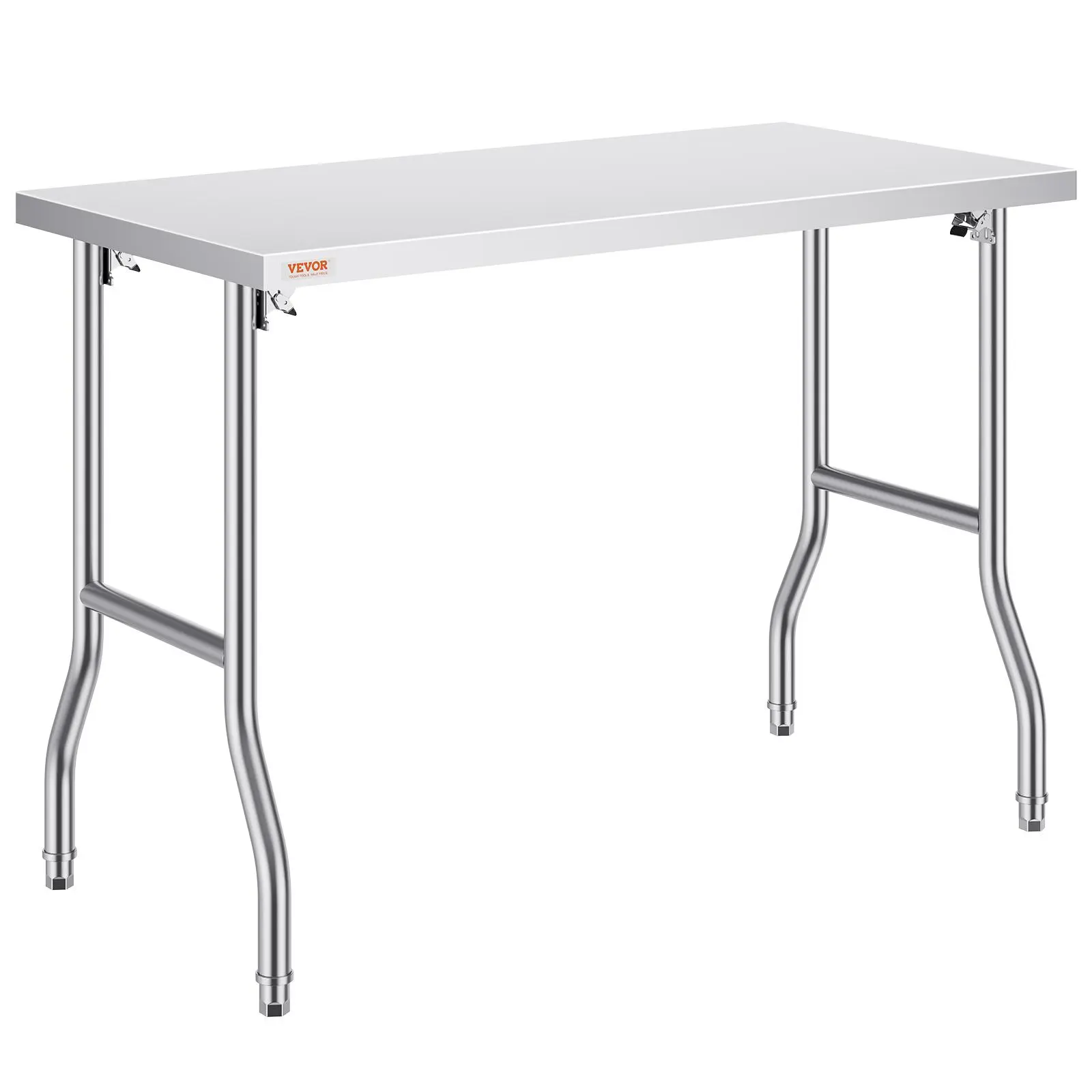 【Summerfinds】VEVOR Folding Commercial Prep Table, 48 x 24 Inch Commercial Worktable Workstation, Heavy-duty Stainless Steel Folding Table with 300 lbs Load, Kitchen Work Table, for Home Kitchen Restaurant Garage