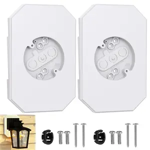 2 Pack Vinyl Siding Mounting Blocks for 1/2 inch Lap Double and 4 inch Siding, Outdoor Light Mounting Block with Built-in Electrical Box,White