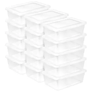 Sterilite 12 Qt Storage Box, Stackable Plastic Container Home Organizer, 15 Pack