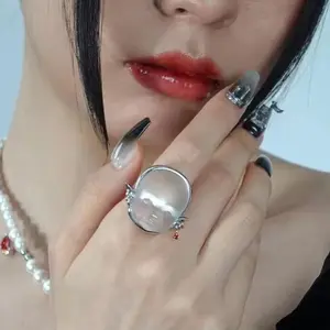 RINGLUX - Baby Face Adjustable Ring Open Rings Fashion Crochet Finger Alloy Material y2k Rings Jewelry Gift for Women Girlfriend