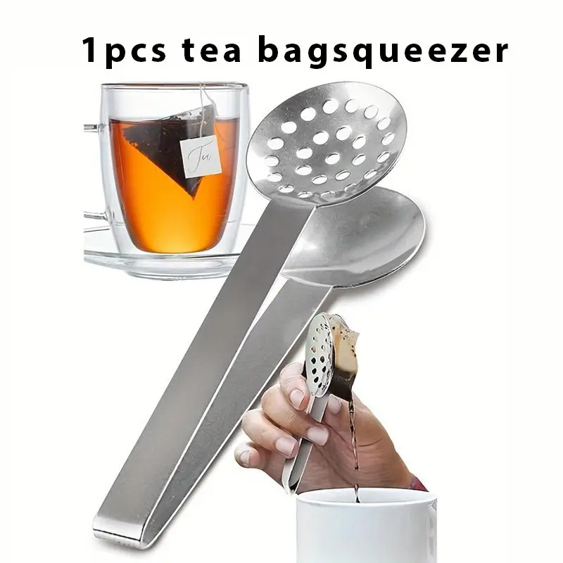 Stainless Steel Tea Bag Squeezer Clip, Ergonomic Filter Handle, Dishwasher Safe, Durable Kitchen Tool for Office, Camping, Home Use
