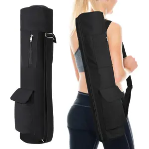 Yoga Mat Bag, Multifunctional Yoga Mat Carrier with Drawstring Water Bottle and Card Organizer Full Zipper Yoga Mat Backpack Adjustable Yoga Sling Bag Shoulder Strap for Workout in the Park