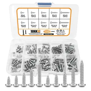 VKKM 304 Stainless Steel Truss Head Wood Screws Phillips Drive High Strength Anti-Rust Sharp Spiral Design for Wood Plastic & Metal