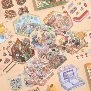 Animal Theme Scene Sticker Book, Miniature Landscape Collection, 26 Sheets Per Book, Perfect for Creative Play and Decoration