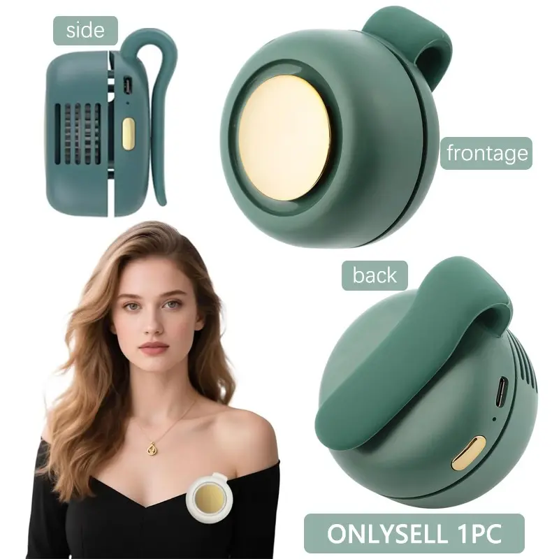 Portable Silent Mini Bladeless Clip-On Fan, Personal Fan, Hands Free Fan, Adjustable 3-Speed Suspended Whirlwind Wearable Fan for Shirt or Waist, Low Noise Cooling Fan for Outdoor and Travel